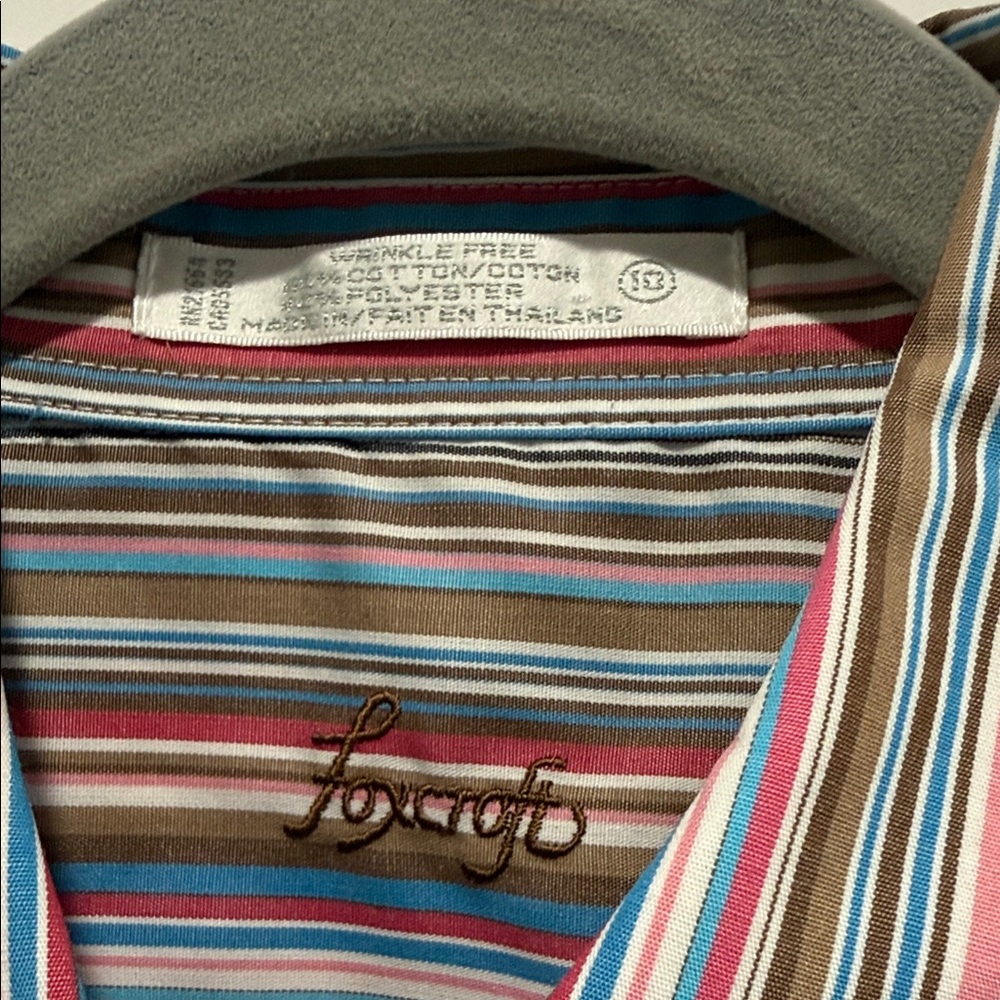 Foxcroft Women’s Long-Sleeve Stripe Button-Up — Pink, Blue, Brown - Picture 2 of 5